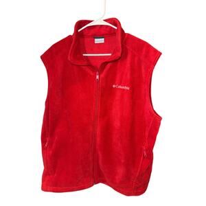 Columbia Red Vest Full Sleeveless Zip Mountain Fleece Vest Size XL